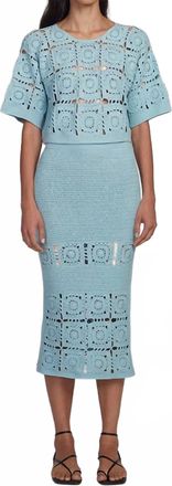Eleven Six Jana Crochet Midi Skirt In Skye Blue
