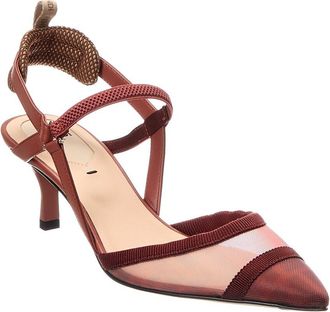 Fendi Fendi Colibri Lite Ff Mesh & Leather Slingback Pump