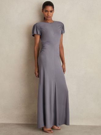 Reiss Grey Blend Ruched Jersey Dress, 16