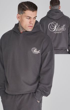 Siksilk Sudadera con capucha gr&aacute;fica gris para hombre SikSilk M