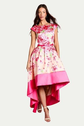Coast Twill Hi-lo Floral Printed Midi Dress in Blush at Nordstrom, Size 10