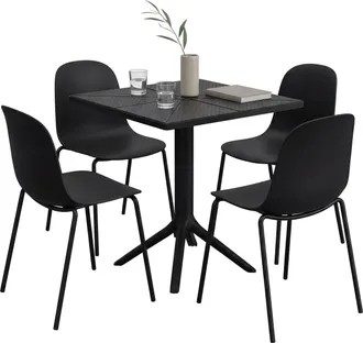 Clp Conjunto De Muebles De Jardin Nerra Con 4 Sillas Negro