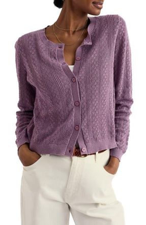 Seasalt Cornwall Willowing Organic Cotton Pointelle Cardigan in Verbena at Nordstrom, Size 12 Us