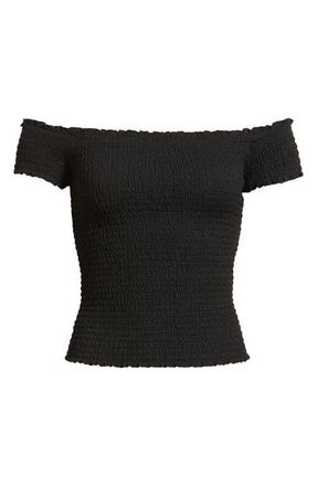 BP. Off the Shoulder Smocked Top in Black at Nordstrom, Size Xx-Small
