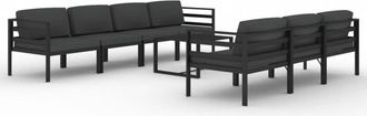 vidaXL 8 Pcs Garden Lounge Set Con Almohadillas De Aluminio Antracita - 319186