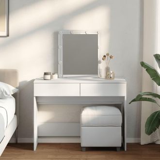 Berkfield Home Dressing Table with LED White 100x40x130 cm | Size: 100 x 40 x 130 cm