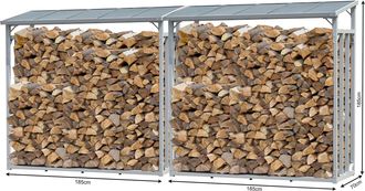 Quick-Star 2 St&uuml;ck Aluminium Kaminholzregal Xxl 185 X 70 X 185 Cm Garten Kaminholzunterstand 4,6 M&sup3; / 7 Srm Kaminholzlager Stapelhilfe Aussen