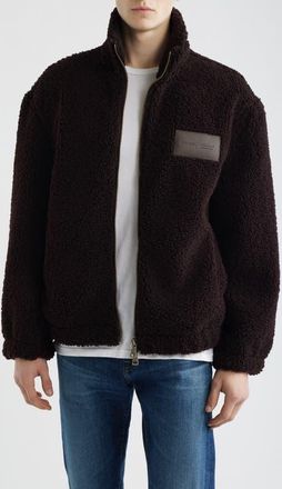 Reiss Mach Graphic High Pile Fleece Jacket in Chocolate Brown at Nordstrom, Size Xx-Large