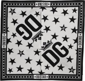 Dolce & Gabbana Crown Print Square Foulard Sjaal - Heren - Accessoires - Wit - ONE Size - Accessoires