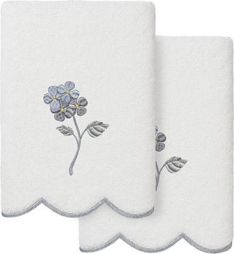 Linum Home Textiles 100% Turkish Cotton Hydea Scallop 2Pc Embellished Hand Towel Set