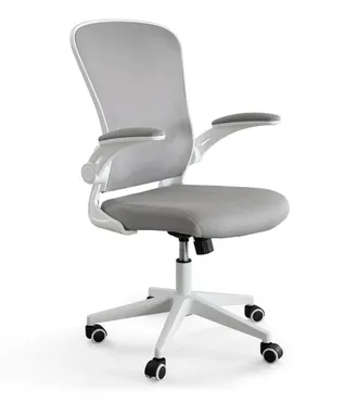 Home Heavenly Silla escritorio giratoria elevable reposabrazos abatibles gris