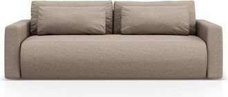 Cosmopolitan Design Sof&aacute; cama con ba&uacute;l 3 plazas de tejido estructural beige oscuro