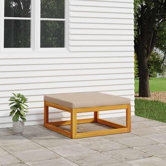 vidaXL Reposapi&eacute;s Jard&iacute;n Madera Maciza Acacia Con Cojines Gris Taupe Vidaxl