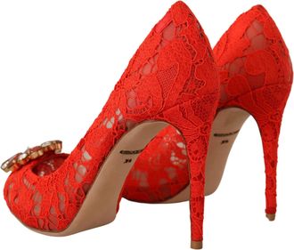 Dolce & Gabbana Womens Heel Red Cotton Nylon Silk