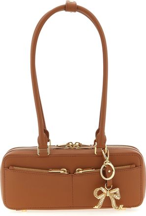 Self Portrait Tan Leather Baguette With Charm Shoulder Bag