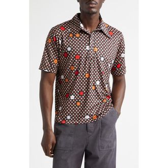 Maison Margiela Floral Polo in Black/Red at Nordstrom, Size X-Large