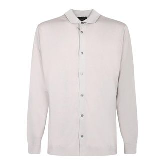 Dell'Oglio Gebreid overhemd - Heren - Casual Overhemden - Beige - XL - Katoen - Overhemden