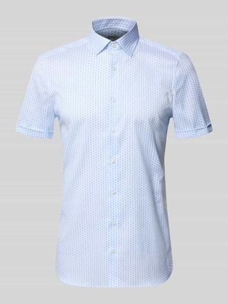 Olymp Level 5 Slim Fit Business-Hemd im Allover-Look mit Kentkragen in Bleu, Gr&ouml;&szlig;e 38
