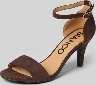 Bianco Sandalette mit Pfennigabsatz in Dunkelbraun, Gr&ouml;&szlig;e 37