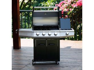 Habitat & Jardin Barbacoa de gas plateado 143 x 57 x 115 cm