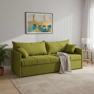 Dmora Dmora - Sof&aacute; Cama 3 Plazas Avellana, Sof&aacute; Convertible Para Sal&oacute;n, Acolchado, Desenfundable, Calidad 100% Made In Italy, 205x86 H80 Cm, Verde
