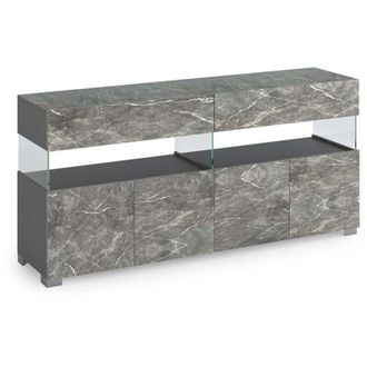 Oresteluchetta Madia moderna cassetti e ante vetro Made in Italy Wander Marble 4A