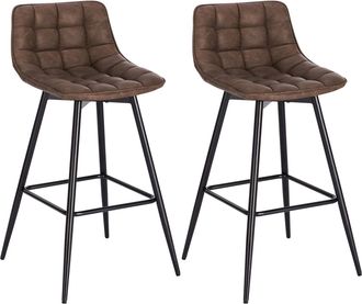 Woltu Woltu - 2x Taburete De Bar Con Respaldo Paquete De 2 Marco De Metal Muebles Cocina Asiento De Cuero Sint&eacute;tico Taburete Alto Cocina Sillas Alta Bar Coc