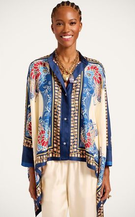 La DoubleJ Foulard Shirt in Lemuria Plac&eacute;e Blue at Nordstrom, Size Medium It