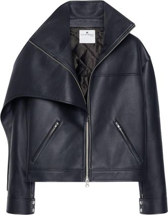 Courrèges oversized leather jacket - women - CALFSKIN - S - Black