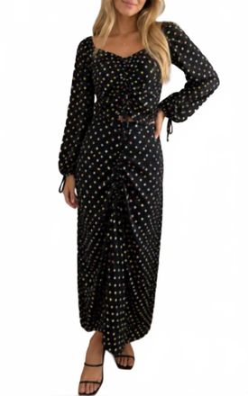 Patrizia Luca Polka Dot Top And Skirt Set In Black/multi