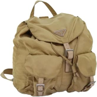 Prada Pre-owned Backpacks, female, Beige, Size: ONE SIZE Pre-owned Nylon Backpack