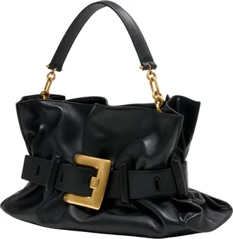 Balmain Womens Anthem Shoulder Bag Black Calfskin