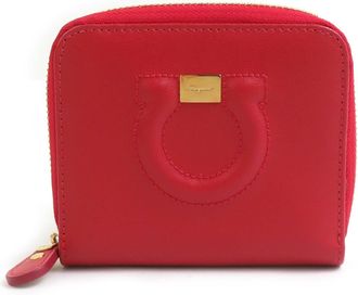 Ferragamo Red Color Leather Wallet (Bi-Fold) (Pre-Owned)