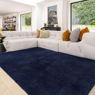 Kukoon Navy Washable Machine Shaggy Rug | Size: 160 cm x 230 cm