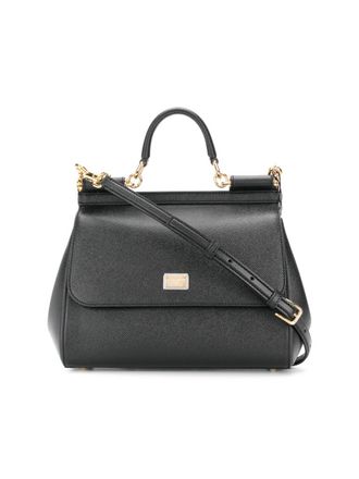 Dolce & Gabbana Black Sicily Medium Satchel Bag