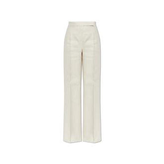 Max Mara Wide Trousers, female, Beige, Size: 2XS Badesse Linen Trousers