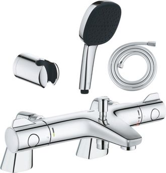 GROHE Grohtherm 800: Mezclador Termost&aacute;tico Para Ba&ntilde;era/ducha + Teleducha Cuadrada De 2 Chorros + Manguera + Soporte