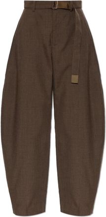 sacai Wool Broeken - Dames - Broeken - Bruin - S - Wol - Broeken