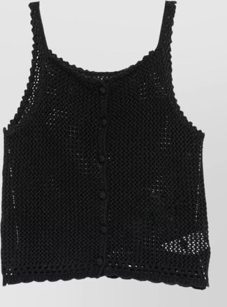 Dunst crochet-knit sleeveless scoop neck knitted top