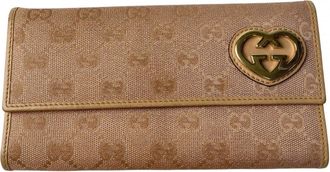 Gucci Pink Gg Canvas Leather Long Wallet (Bi-Fold) (Pre-Owned)