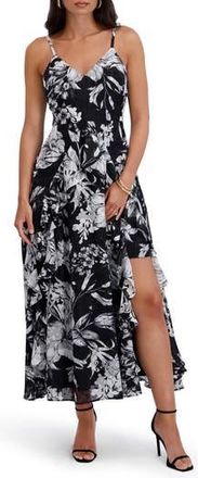 Siena My Balconia Burnout Chiffon Midi Dress in Black/White at Nordstrom Rack, Size 16