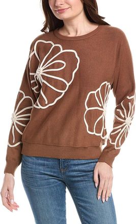 T Tahari Flower Embroidery Pullover