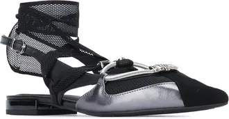 Pinko Womens Sling Heel Black Leather Mesh
