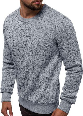 Generic Sweatshirts for Men Uk - Autumn Winter Warm Fleece Pullover Jumper Round Neck Long Sleeve Sweatshirt Plain Workwear Solid Color Fleece Sweatshirt No H