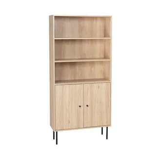 Sweeek Librería de madera con ranuras de metal negro h170,5cm