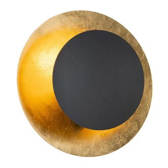 QAZQA Art Déco Aplique Art Deco negro con dorado - Emilienne Acero Redonda Adecuado para led Max. 1 x 40 Watt - Qazqa