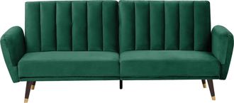 Beliani Beliani - Sof&aacute; Cama 3 Plazas De Terciopelo Verde Esmeralda Convertible Vimmerby