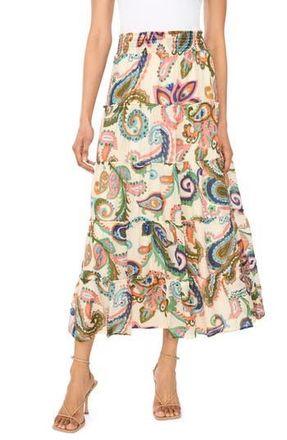 Vince Camuto Paisley Tiered Maxi Skirt in Taffy Pink at Nordstrom Rack, Size X-Small