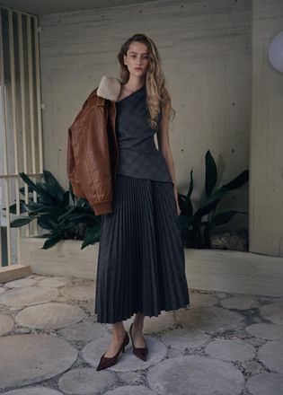 Mango Top asimmetrico quadri grigio - Donna - XS - MANGO