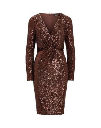 Ralph Lauren TWIST-FRONT SEQUINED COCKTAIL DRESS